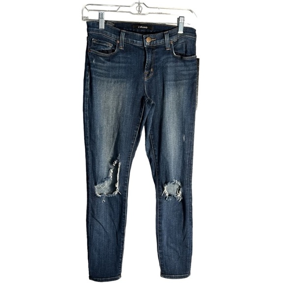 J Brand Dark Wash Distressed Skinny Jeans Sz 26 - Picture 1 of 11